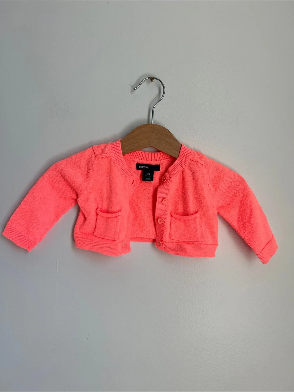 GAP | Baby Neon Coral Knit Cardigan Jacket Size 0-3 Months